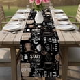 thumbnail image 5 of Coffee Black Table Runner, Brown Beans Cup Dessert Drink Monochrome Washable Cotton Linen Table Runners 90 Inches Long, Dresser Scarf Runner for Dining/Coffee/Kitchen/Hallway Tables 13''x90'', 5 of 8