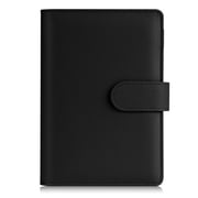 A6 Notebook Binder, 6 Ring Planner with Stylish Design, Loose Leaf Personal Organizer Binder Cover with Magnetic Buckle Closure, PU Leather Binder for Women with Macaron Colors,Black