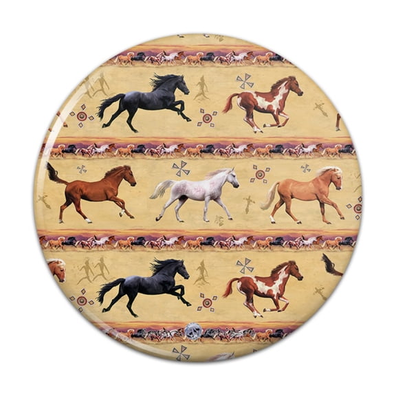 Horses Southwestern Border Pattern Pinback Button Pin