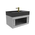thumbnail image 4 of Amazon 30" Gray Wood Floating Vanity with Black Top and Gold Trim, 4 of 10