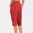 thumbnail image 5 of SHE IS Womens Baggy Harem Capri Pants Wide Leg Lounge Elastic Waist Sweatpants Casual Beach Trousers with Pockets, 5 of 6