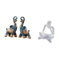 thumbnail image 5 of Dualoai Modern Resin Elephant Thinker Sculpture Ornament Art Craft Collectible for Desktop Shelf Home Office Tabletop Living Room Decoration Gifts, 5 of 8