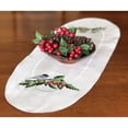 thumbnail image 4 of Crafted Creations 12" x 36" White and Green Chickadee and Cherries Contemporary Table Runner, 4 of 4