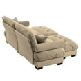 thumbnail image 4 of Oversized Modern Camel Velvet 2-Seater Sofa with Ottoman - Exquisite Stylish Design for Reading Room, Loft, and Bedroom, 4 of 8