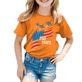 thumbnail image 5 of Quealent Girls 4th of July Shirt USA T-Shirt for Kids American Flag Shirt 250 Years of Freedom Short-Sleeved Top (Orange, 3-4 Years), 5 of 5