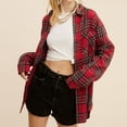 thumbnail image 5 of Busydd Womens Flannel Plaid Shacket Jacket Fashion Turndown Collar Long Sleeve Shirts for Women Casual Lightweight Fall Jackets Button Down Blouses Coats Cardigans with Pockets, 5 of 9