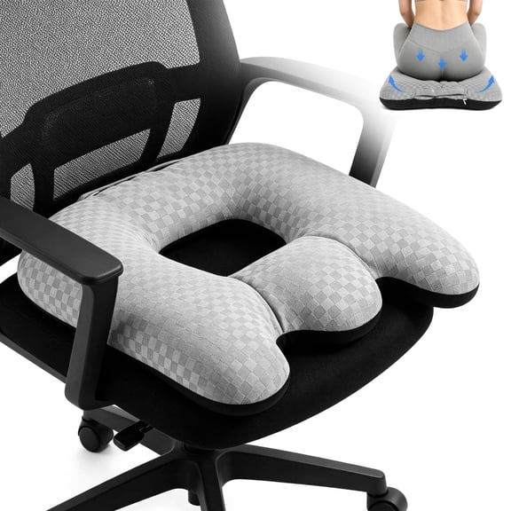Ergonomic Seat Cushion for Tailbone Comfort, M-Shaped Chair Pad with Breathable Polyester Fabric and Portable Handle, Supportive Pillow for Office Chair Car Driving