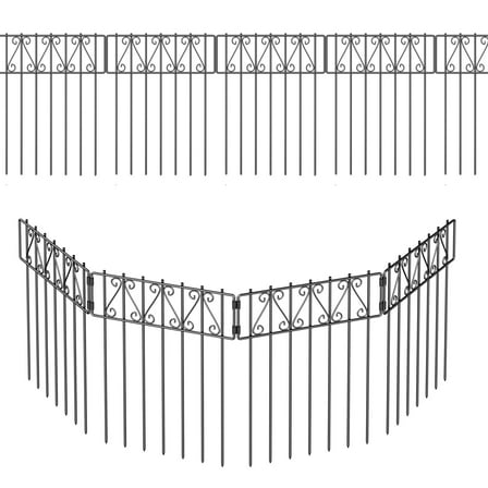 10pack Decorative Garden Fence, 12 x 16.7 Inch Metal Landscape Edging Fencing - Animal Barrier for Yard, Flower Bed, Patio