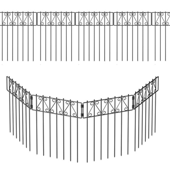 10pack Decorative Garden Fence, 12 x 16.7 Inch Metal Landscape Edging Fencing - Animal Barrier for Yard, Flower Bed, Patio