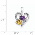thumbnail image 3 of Sterling Silver Amethyst Citrine and Diamond Pendant Charm, 3 of 4