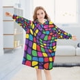 thumbnail image 5 of FORMRS Wearable Blanket Hoodie with Sleeves for Kids Cozy Flannel Sweatshirt, Colorful Psychedelic, 5 of 7