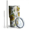 thumbnail image 2 of 30oz White Sunflower Tumblers Stainless Steel Tumbler with Lid and Straw,Vacuum Insulated Double Wall Travel Tumbler Cups Mug with Cleaning Brush for Coffee,Tea, 2 of 7
