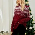 thumbnail image 4 of Yuanlong Womens Sweaters Christmas Snowflakes Print Long Sleeve High Neck Knitwear Winter Holiday Party Warm Sweater Tops, 4 of 8