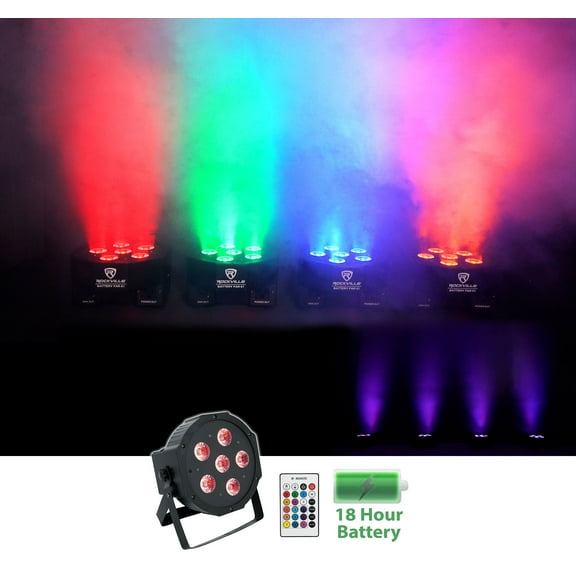 Rockville BATTERY PAR 61 Rechargeable RGBWA UV DMX DJ STAGE Wash Light Remote