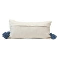 thumbnail image 6 of Creative Co-Op Cotton Lumbar Pillow with Embroidered Curved Pattern and Tassels, Cream and Blue, 6 of 8