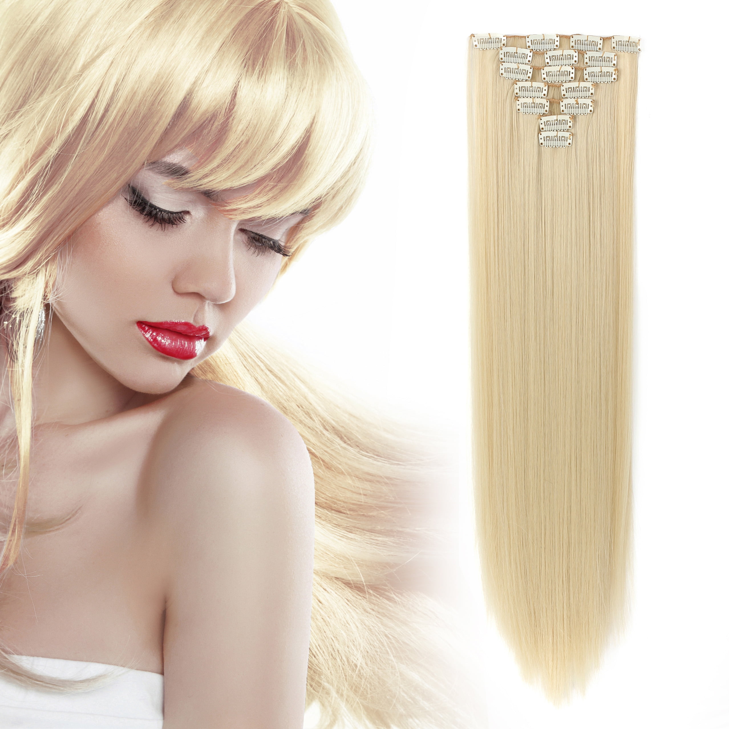 OneDor 24" Straight Full Head kanekalon Futura Heat Resistance Clipin