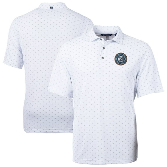 Men's-Cutter & Buck  White New York City FC Big & Tall Virtue Eco Pique Tile Print Recycled Polo