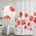 thumbnail image 4 of Red Flowers Shower Curtain Set - Small 36" x 72" Washable Bathtub Curtain with 12 Hooks, Watercolor Spring Country Botanical Floral Waterproof Fabric Stall Shower Curtains for Bathroom/Bathtub Décor, 4 of 6