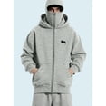 thumbnail image 2 of EMMIOL Men's Y2K Street Double Hat Oversized Hoodie Black Full Face Mask Zip Hoodie with Embroidery, 2 of 8