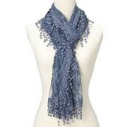 OC Fashion & Co Lightweight Feminine Teardrop Fringe Vintage Lace Scarf Mesh Crochet Tassel Scarfs for Women