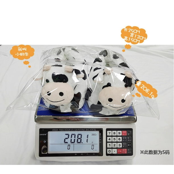 Chaussons Hiver Femme En Forme De Vache - Doublure Peluche - Semelle Plate - Pour La Maison