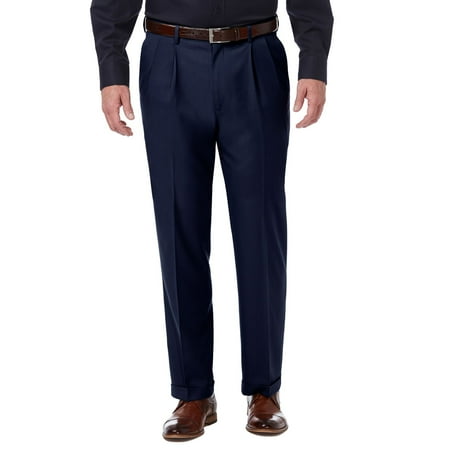 Men’s Haggar® Premium Comfort Expandable-Waist Classic-Fit Stretch Pleated Dress Pants Color: Blue Size: 38X34