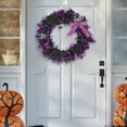 thumbnail image 4 of Halloween Black Rose Wreath with Twigs & Artificial Flowers - Festive Door Hanging Decor for Wall Decorative Holiday Rattan Wreath Door Porch Window Party Hanging Decor, 4 of 6