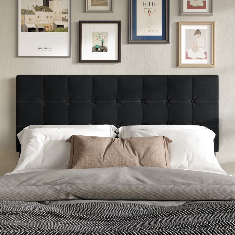 Home Design Ecorse Queen Tufted Upholstered Headboard, Black photo 1