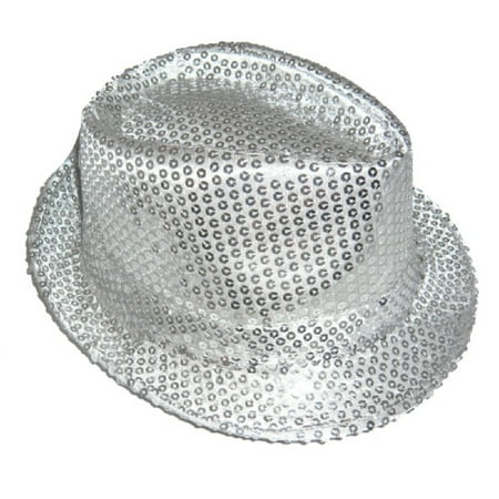 Sequined Costume Fedora Parade Gangster Silver Showgirl Sequin Accessory Hat