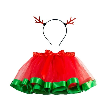 

ZMHEGW Baby Girls Summer Dress Kids Christmas Dance Party Cartoon Tulle Skirt Ballet Skirts Hairband Set Girls Outfits 9-11 Years