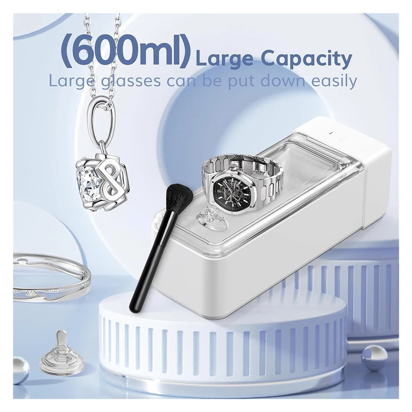 Household Ultrasonic Bath Ultra Cleaner Portable Jewelry Cleaner Machine for Eyeglasses Tool