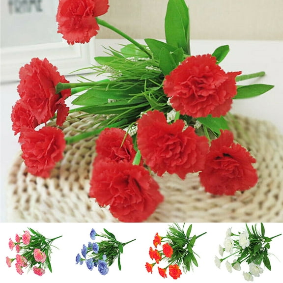 Travelwant 3Bouquets Carnations,Outdoor UV Resistant No Fade Artificial Flower,Mini Carnation Silk Petals Fake Flowers Forever Plants for Photo Props Home Party