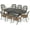 Antique Bronze / Khaki, variant on VIVIJASON 9-Piece Patio Furniture Dining Set, All-Weather Cast Aluminum Outdoor Conversation Set, Include 8 Chairs and an Oval Table with Umbrella Hole for Balcony Lawn Garden Backyard