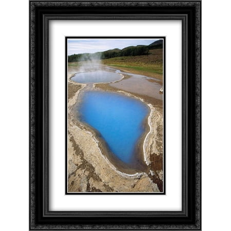 Steaming mineral hot springs, Geyser Thermal Field, Iceland 2x Matted 18x24 Black Ornate Framed Art Print by De Roy, Tui