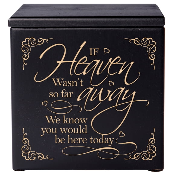 LifeSong Milestones Engraved Cremation Urn - If Heaven Wasn't So Far Away - Holds SMALL Portion of Ashes (Black)