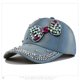 thumbnail image 2 of Gorra de béisbol de mezclilla de algodón con lazo de strass para mujer, 2 of 5