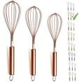 thumbnail image 7 of ReaNea Rose Gold Whisk Set Pack of 3 Stainless Steel 8" 10" 12" Whisks for Cooking, Beater, Kitchen Wire Wisk, 7 of 7