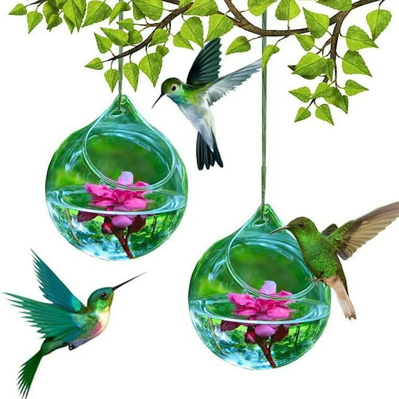 Humming Glass Feeder Outdoors Bird Feeder Hummingbird for Garden Fashion Manually Blowing Glass Hummingbird Feeder Smart Bird Feeder