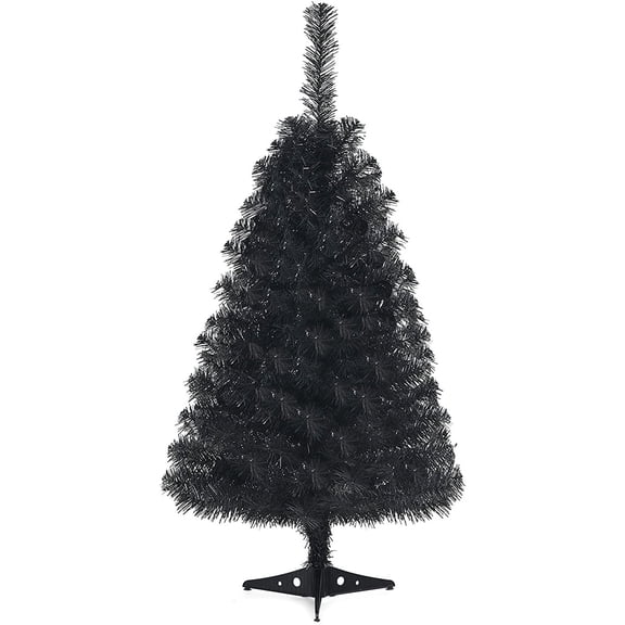 3FT Black Christmas Tree, Artificial Unlit Decoration Tree with 116 PVC Tips, Premium Small Xmas Tree for Home Office School Holiday Decoration