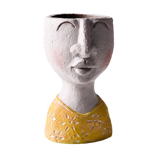 Florero con retrato Escultura Resina Decorativo Rostro humano Florero de maceta para oficina en casa, Tipo 4 sidaley HA002260-04B