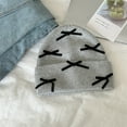 thumbnail image 2 of AWZXDE Ladies Knitted Bow Beanie Hats For Women Winter Warm Comfortable Sphere Wool Cap Cute For Cold Weather Grey, 2 of 2
