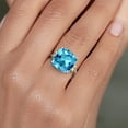 thumbnail image 4 of Gem Stone King 925 Silver and 10K Yellow Gold Swiss Blue Topaz Solitaire Engagement Ring for Women | 8.30 Cttw | Cushion 12MM | Gemstone November Birthstone | Size 9, 4 of 6