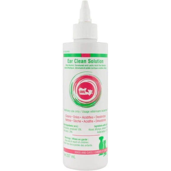 DVL Ear Cleaning Solution for Dogs and Cats – 237 mL, Cleans, Dries & Deodorizes Ears