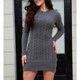 thumbnail image 2 of Sexlip Womens Cutout Crew Neck Long Sleeve Slim Knit Bodycon Maxi Dress Warm Stylish Office Everyday Outfit Gray L, 2 of 8