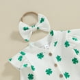 thumbnail image 2 of Okbabeha St Patricks Day Outfit Newborn Baby Boy Girl Shamrock Waffle Romper Lucky Clover Onesie Jumpsuit One Piece Clothes, 2 of 7