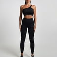 thumbnail image 4 of Workout Sets for Women qolati 2 Piece Yoga Outfits Ribbed Seamless One Shoulder Crop Tank and High Waist Yoga Leggings Sweatsuits Stretchy Activewear Matching Set for Gyms, Fitness, Running, 4 of 4