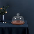 thumbnail image 4 of Nishuna Glass Dome Wood Tray Cake Storage Holder Dessert Display Wood Plate Cupcake Plate, 4 of 6