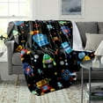 thumbnail image 5 of Cozy Cartoon Robot Flannel Throw Blanket - Soft, Warm & Allergy-Friendly for Couch, Bed, Office, and Travel - Machine Washable, Multi-Season Comfort, Perfect Halloween & Christmas Gift Idea, 5 of 5