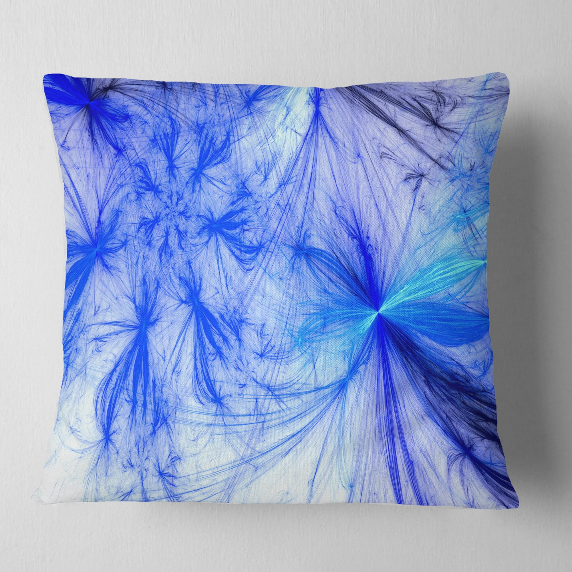 Designart Christmas Fireworks Blue - Abstract Throw Pillow - 18x18