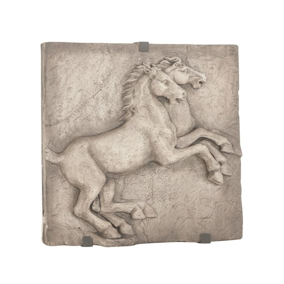 Decmode Traditional 29 X 29 Inch Polystone Horses Wall Plaque